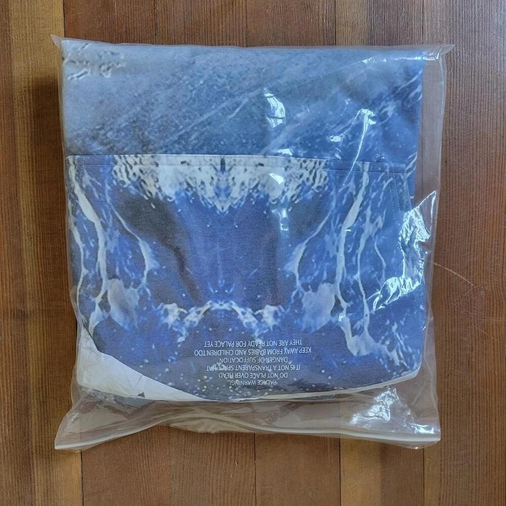 PALACE SKATEBOARDS Ride On Time Wave Print Hooded Sweatshirt Blue XL Y2k Skater